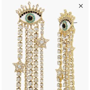Kurt Geiger Evil Eye Crystal Chain Fringe Earrings 👁️
